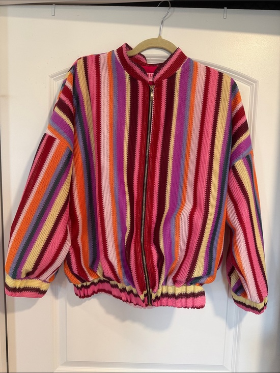 Free People Other - Mad Peonies Multi-Color Striped Knit Zip Jacket